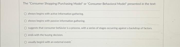 Z or "Next Gen" Generation Y The "Consumer Shopping/Purchasing Model" or "Consumer