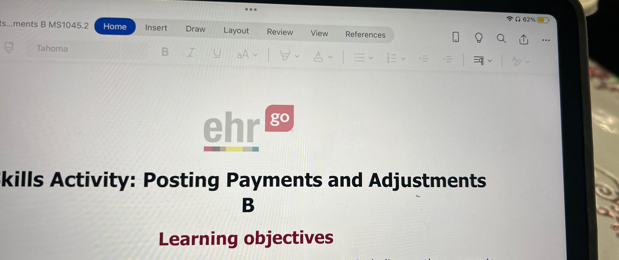  ehr ?go kills Activity: Posting Payments and Adjustments B Learning objectives