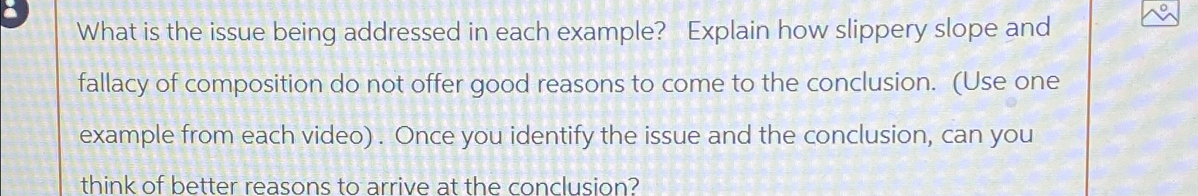  What is the issue being addressed in each example? Explain how