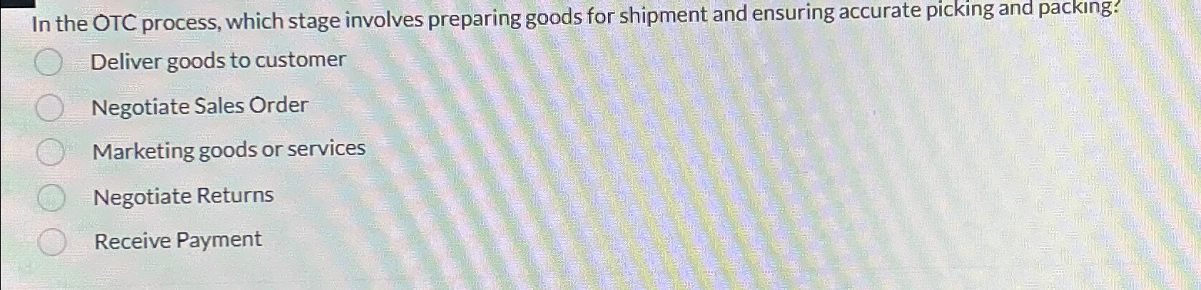  In the OTC process, which stage involves preparing goods for shipment