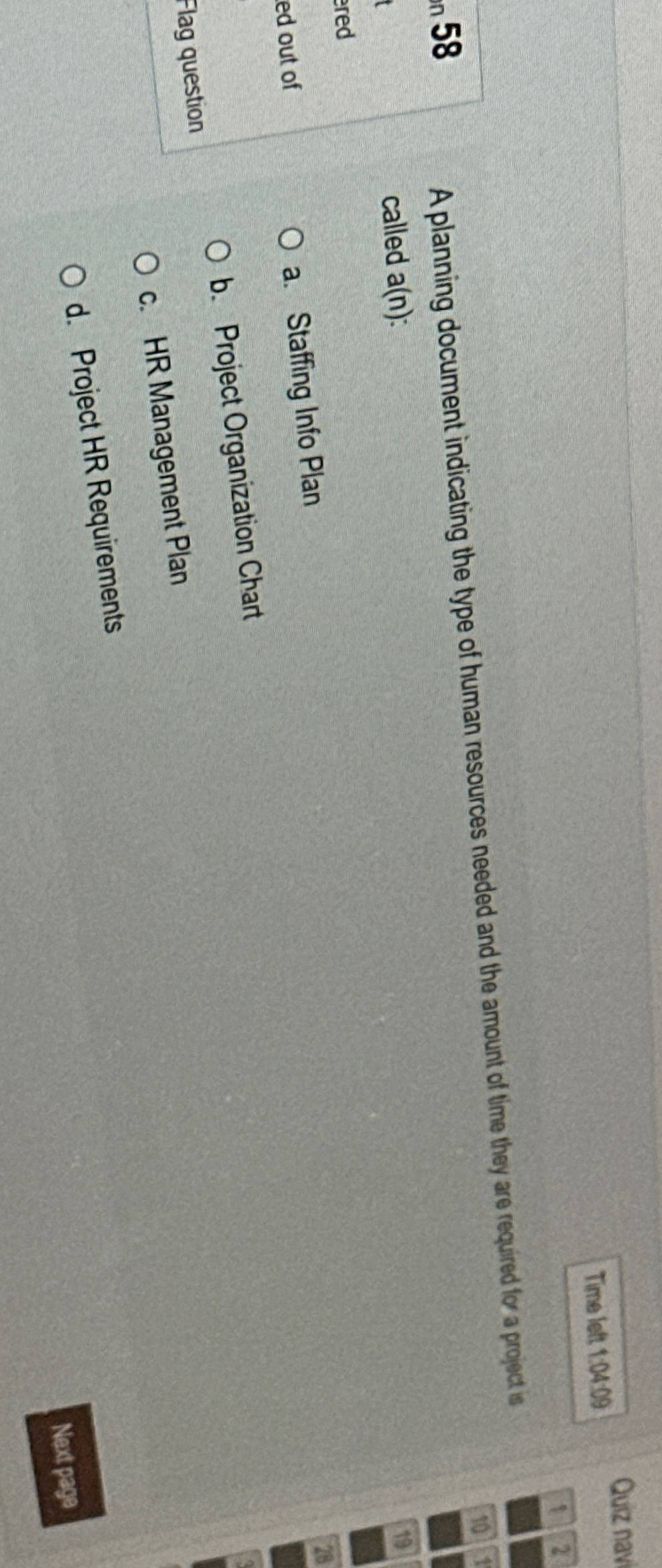  Time lett 1.0409 58 A planning document indicating the type of