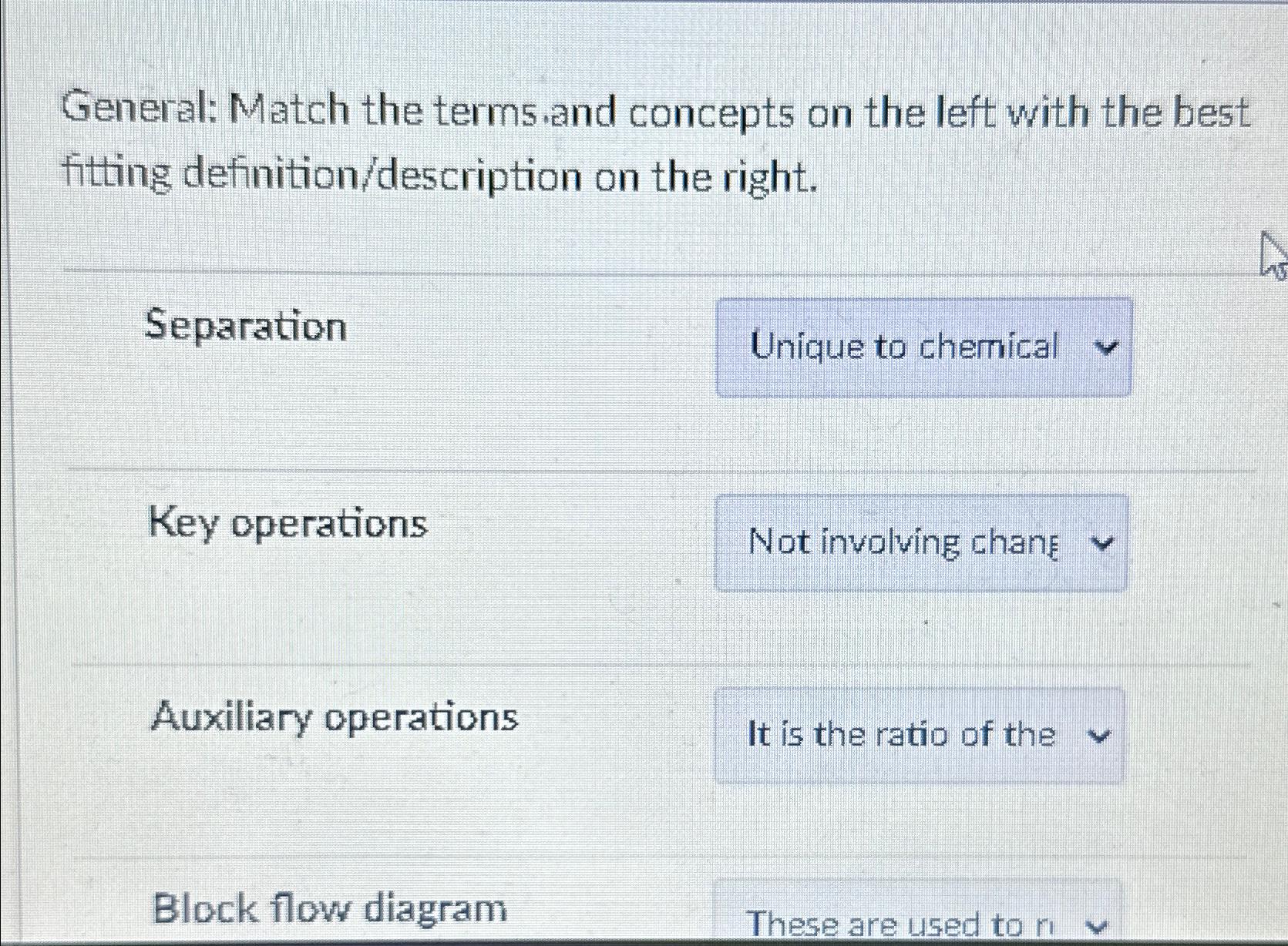  General: Match the terms and concepts on the left with the
