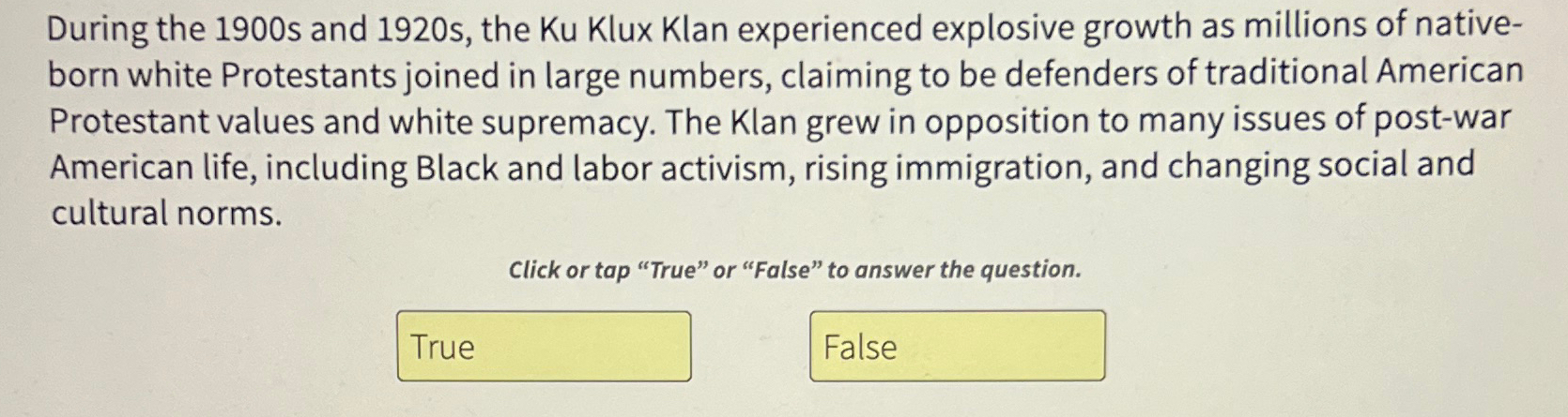  During the 1900 s and 1920 s, the Ku Klux Klan