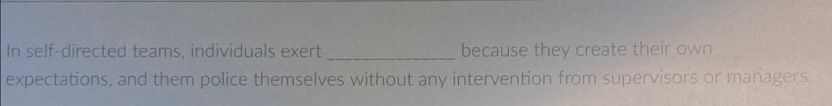  In self-directed teams, individuals exert because they create their own expectations,