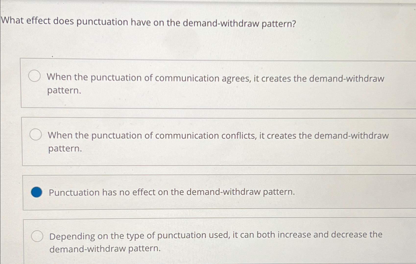  What effect does punctuation have on the demand-withdraw pattern? When the