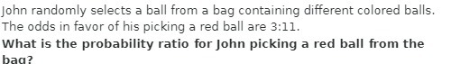  John randomly selects a ball from a bag containing different colored