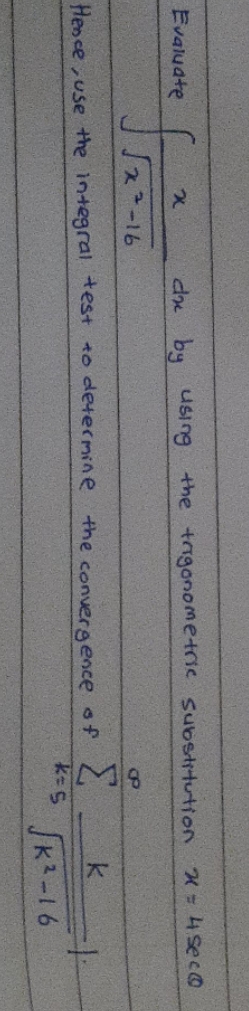 how to solve this question? Evaluate da by using the trigonometric substitution