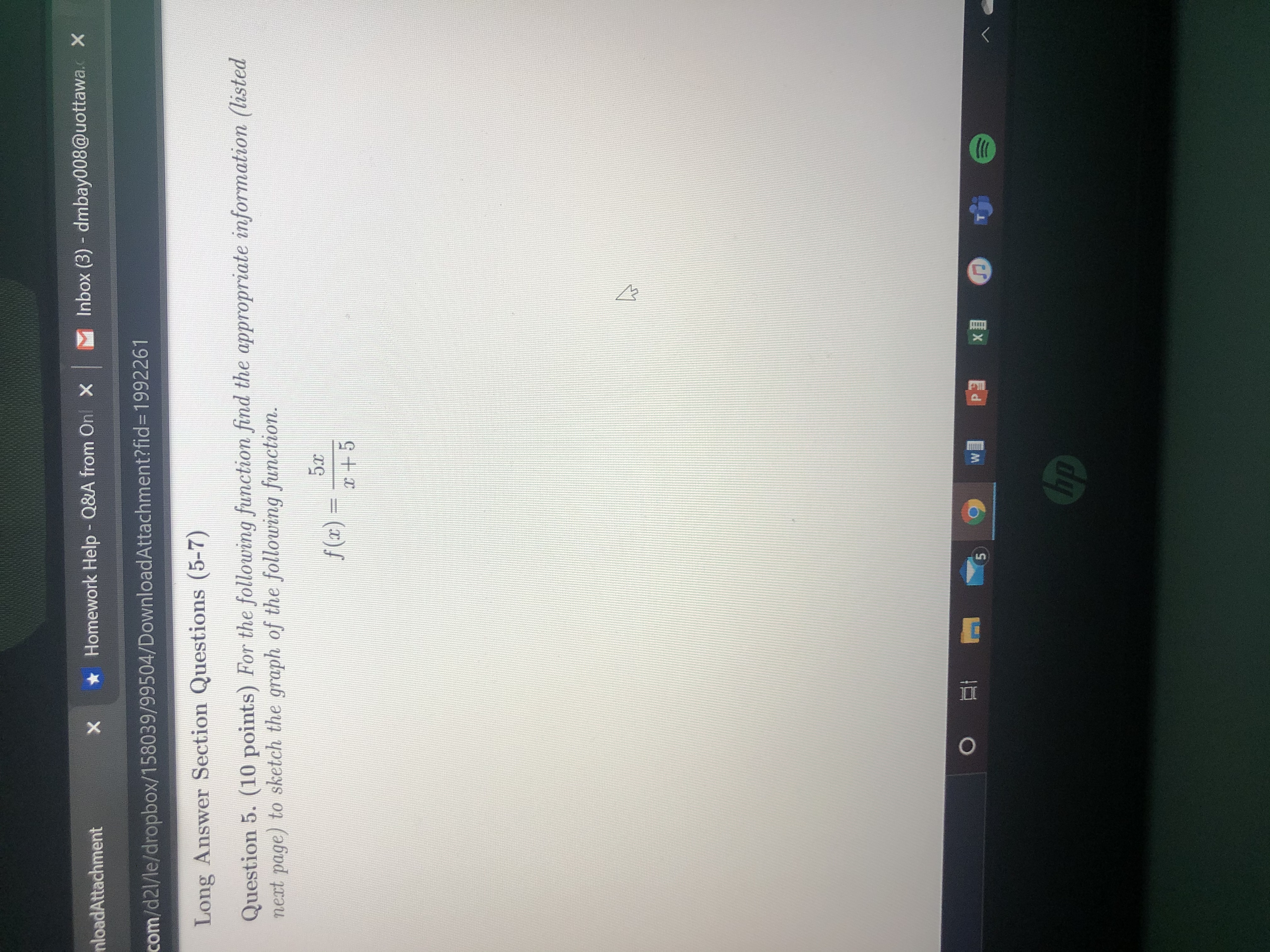 which the following function is decreasing: f (x) = 25 2x2 +5oadAttachment