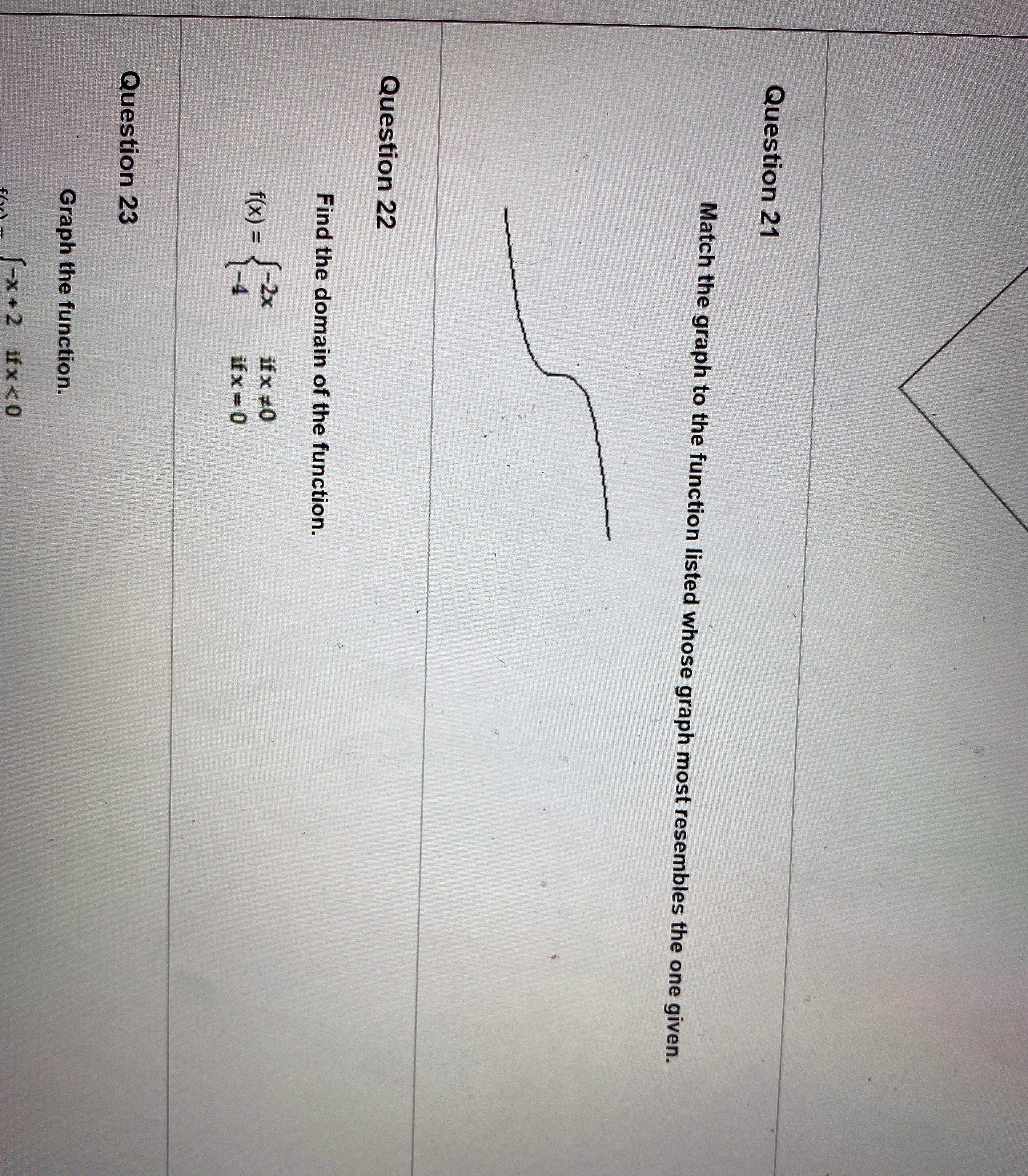 Help with question 22 Question 21 Match the graph to the function