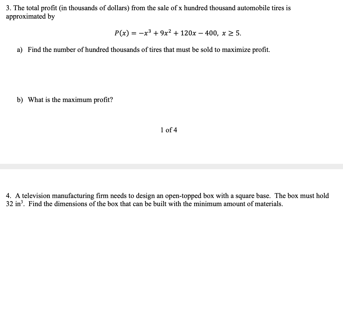 Answer step by step. 3. The total prot (in thousands of dollars)