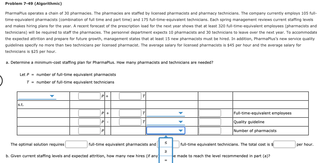 and part time) and 175 full-time-equivalent technicians. Each spring management reviews current
