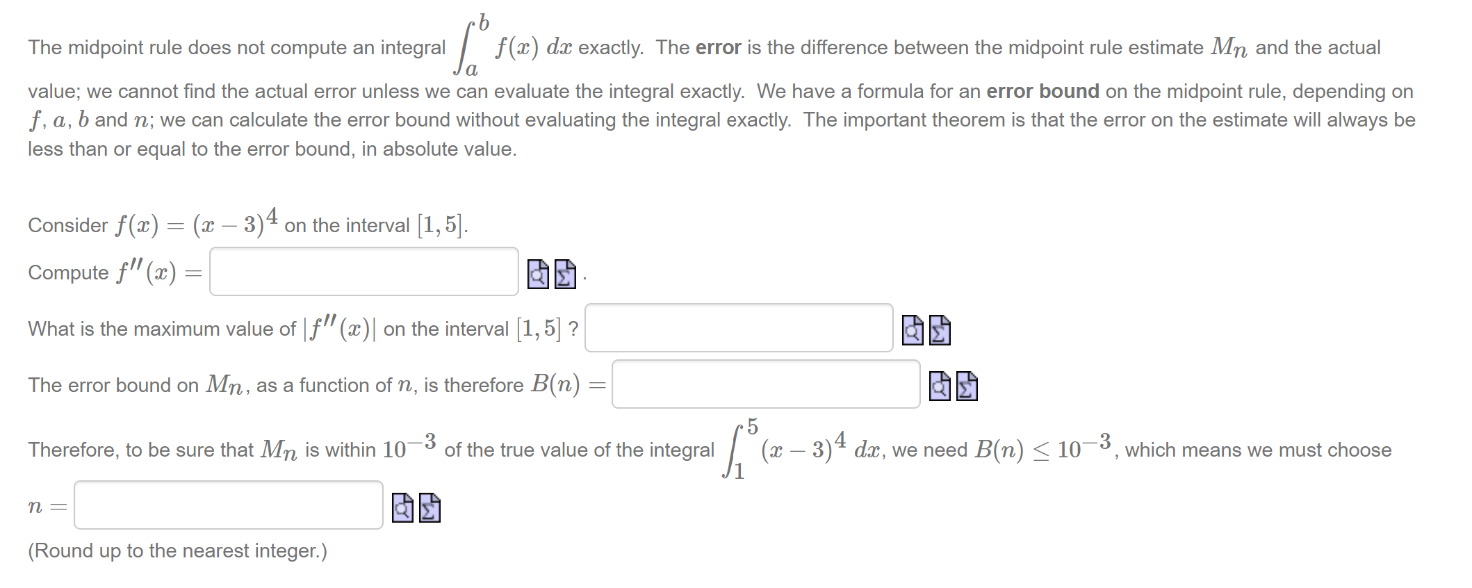  b The midpoint rule does not compute an integral / f(a:)