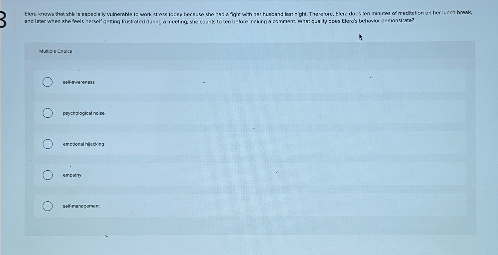  and later when she feels herself getting frustrated during a meeting,