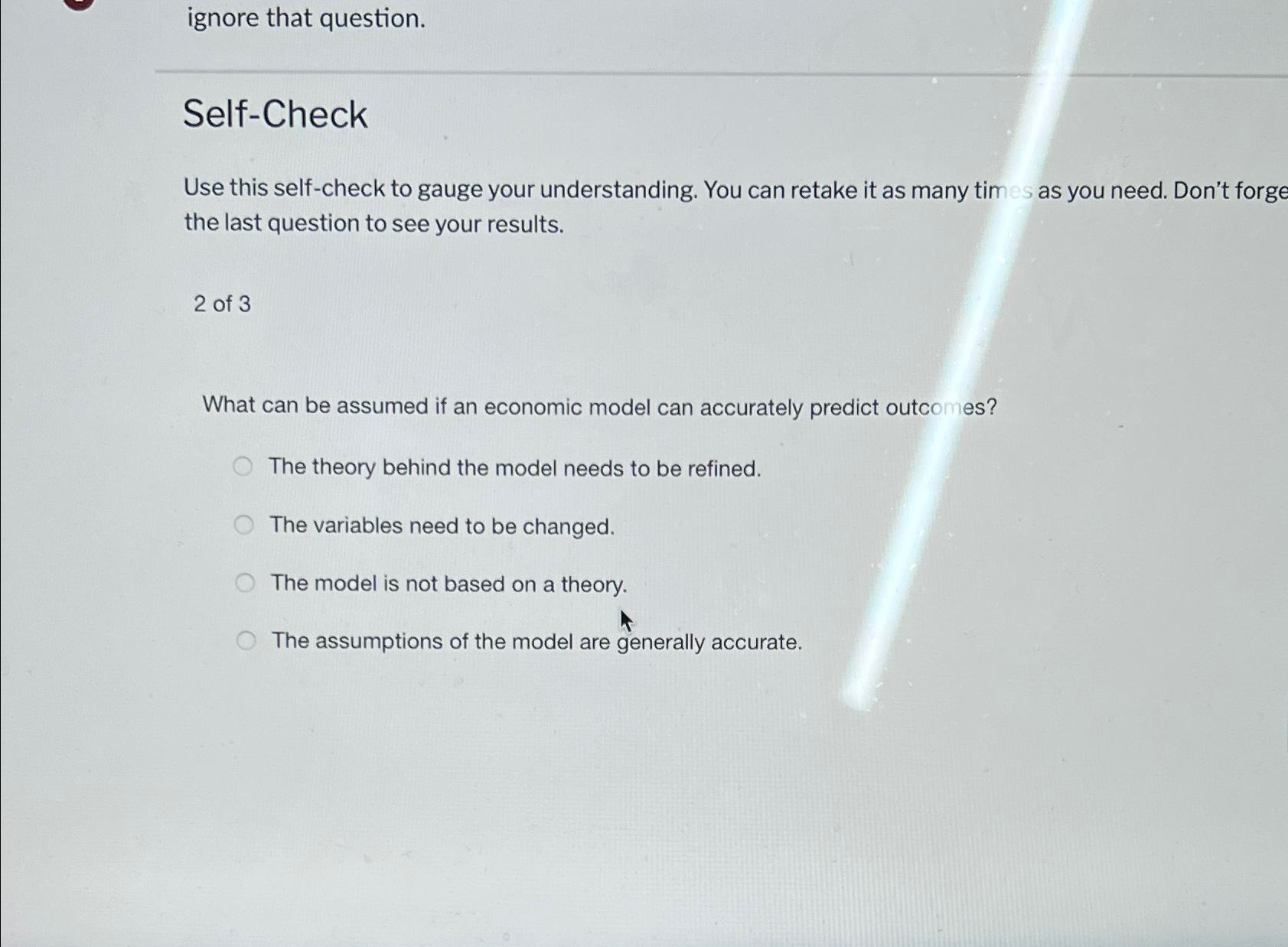  ignore that question. Self-Check Use this self-check to gauge your understanding.