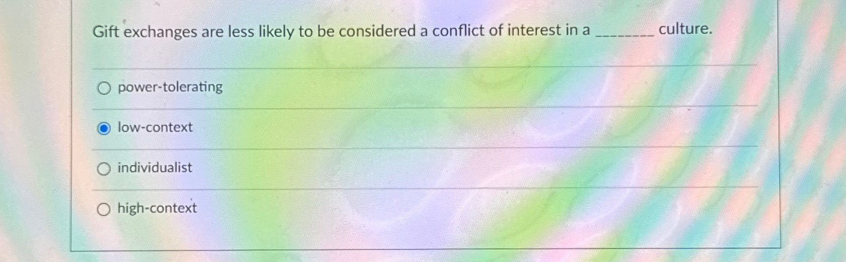  Gift exchanges are less likely to be considered a conflict of