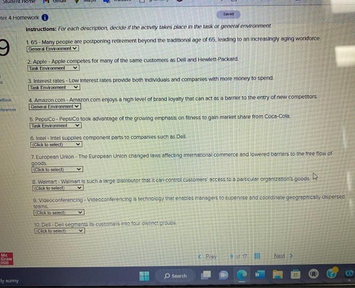  Instructlons: For each description, decide if the activity takes place in