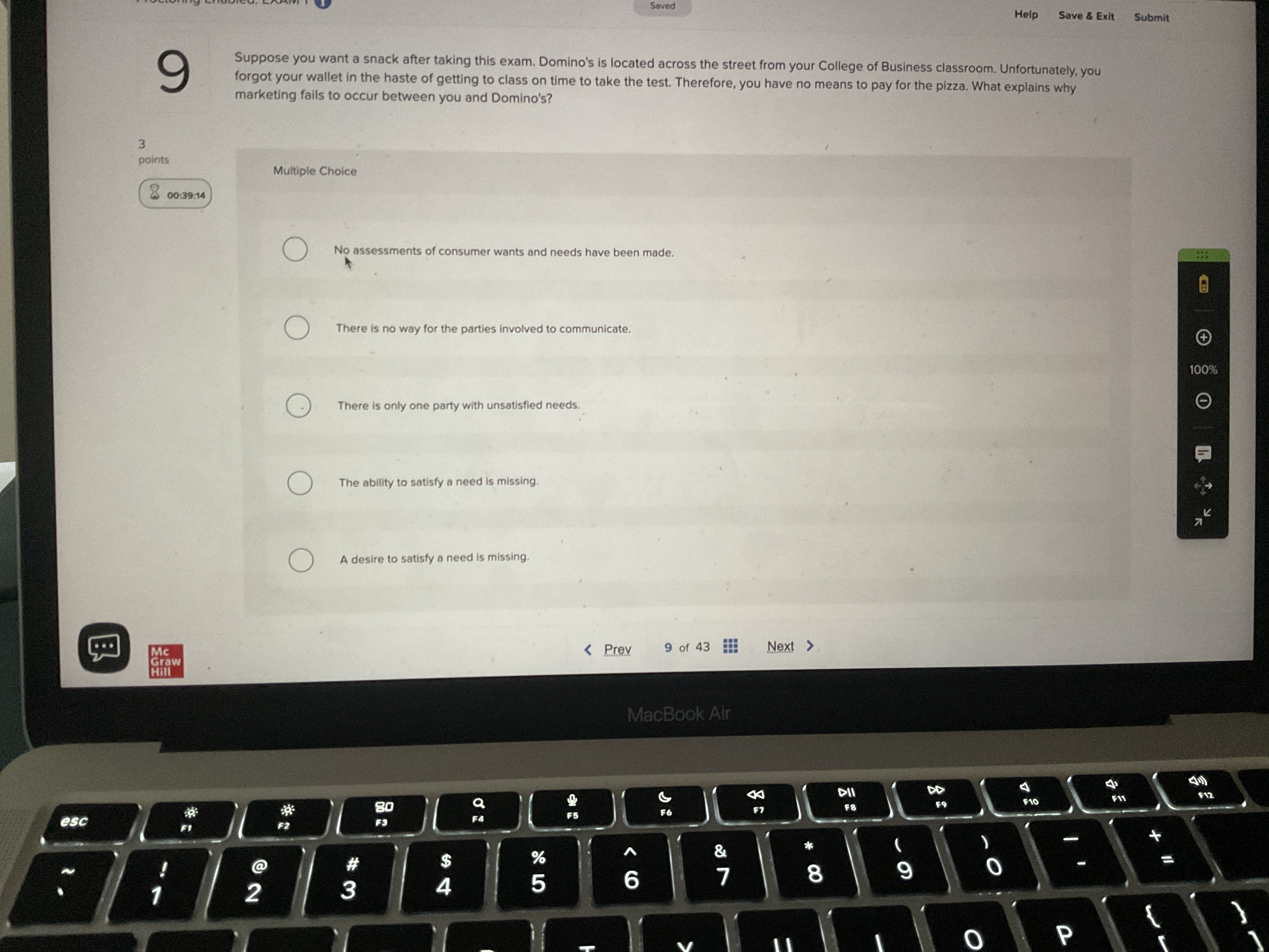  Saved Help Save & Exit Submit 9 Suppose you want a