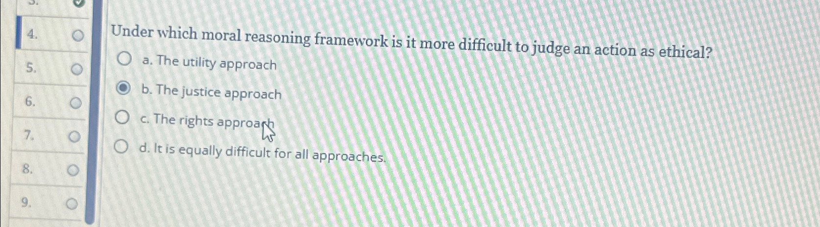  Under which moral reasoning framework is it more difficult to judge