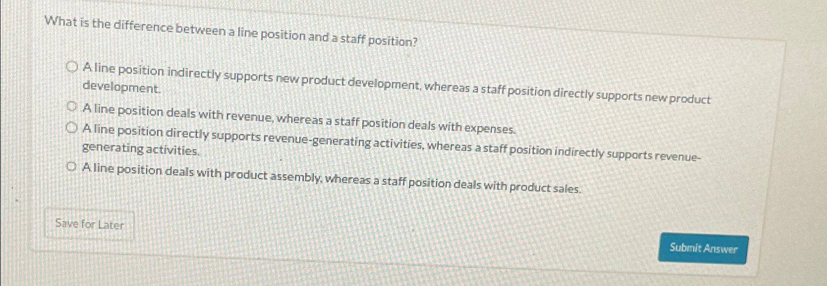 What is the difference between a line position and a staff