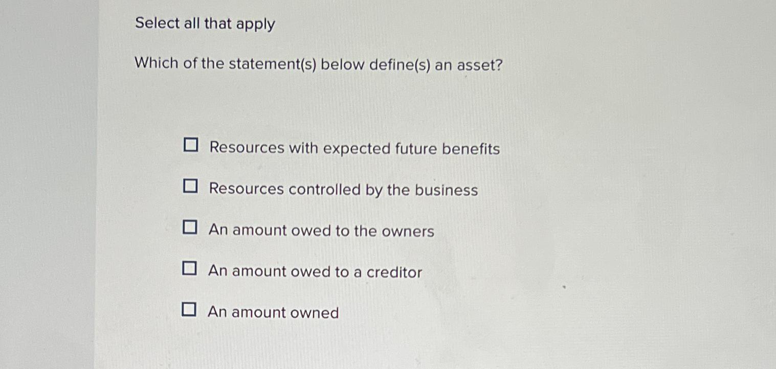  Select all that apply Which of the statement(s) below define(s) an