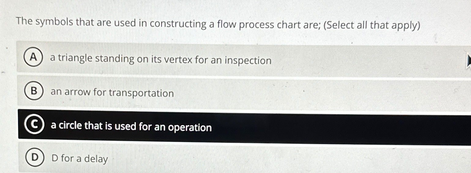  The symbols that are used in constructing a flow process chart