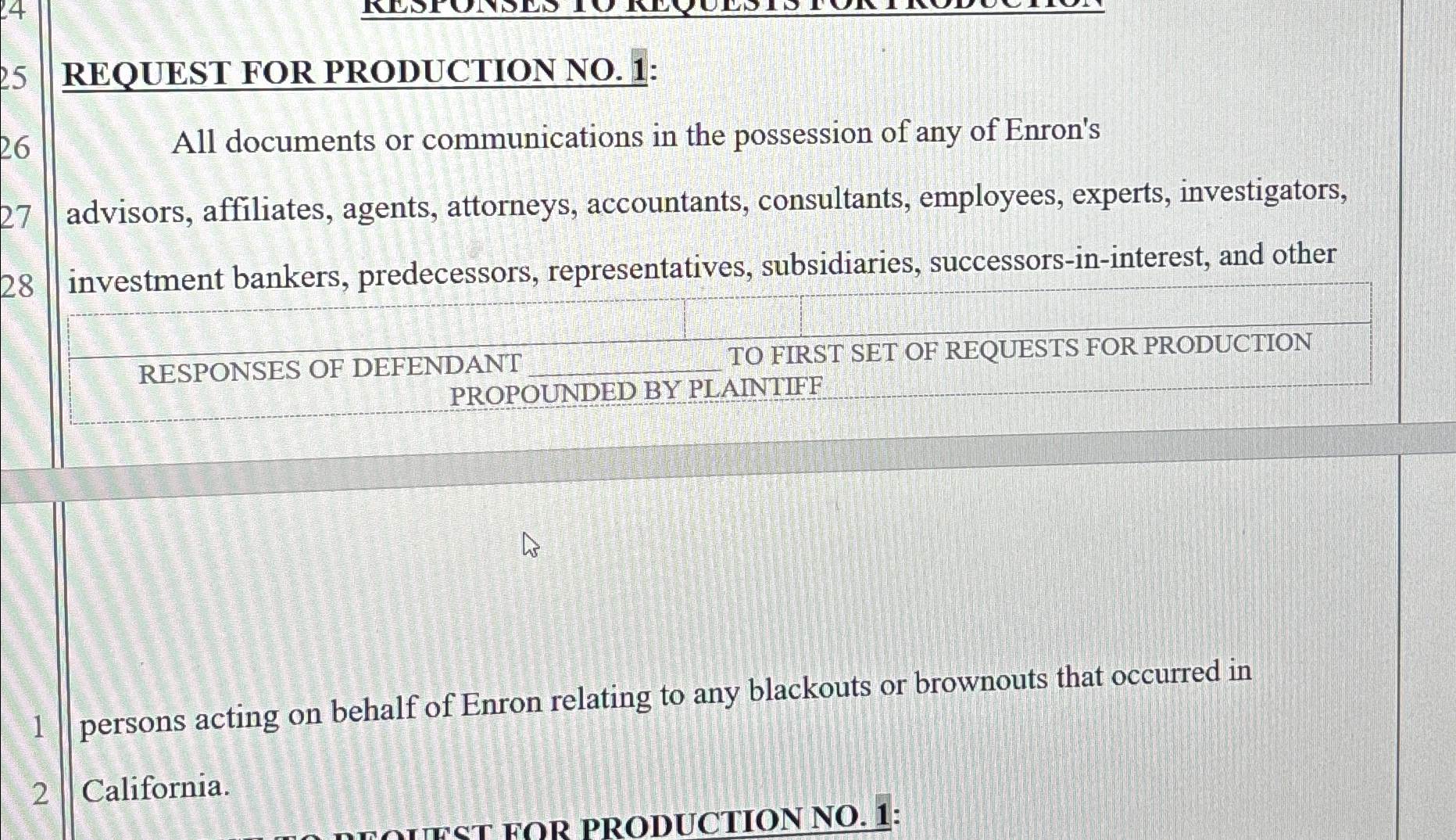  REQUEST FOR PRODUCTION NO.1: All documents or communications in the possession