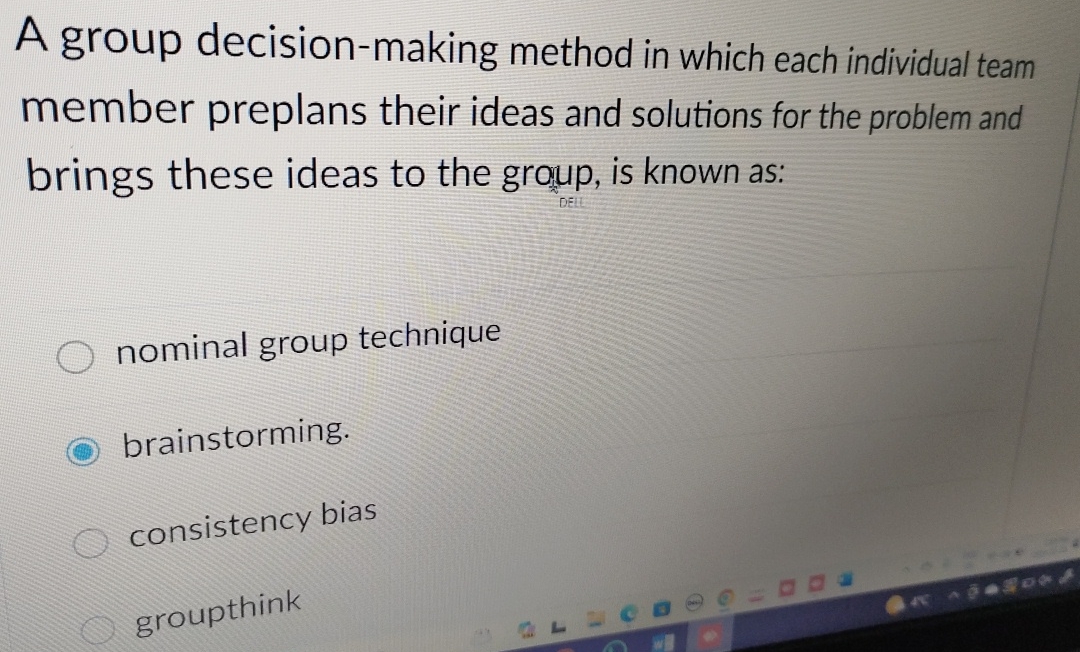  A group decision-making method in which each individual team member preplans