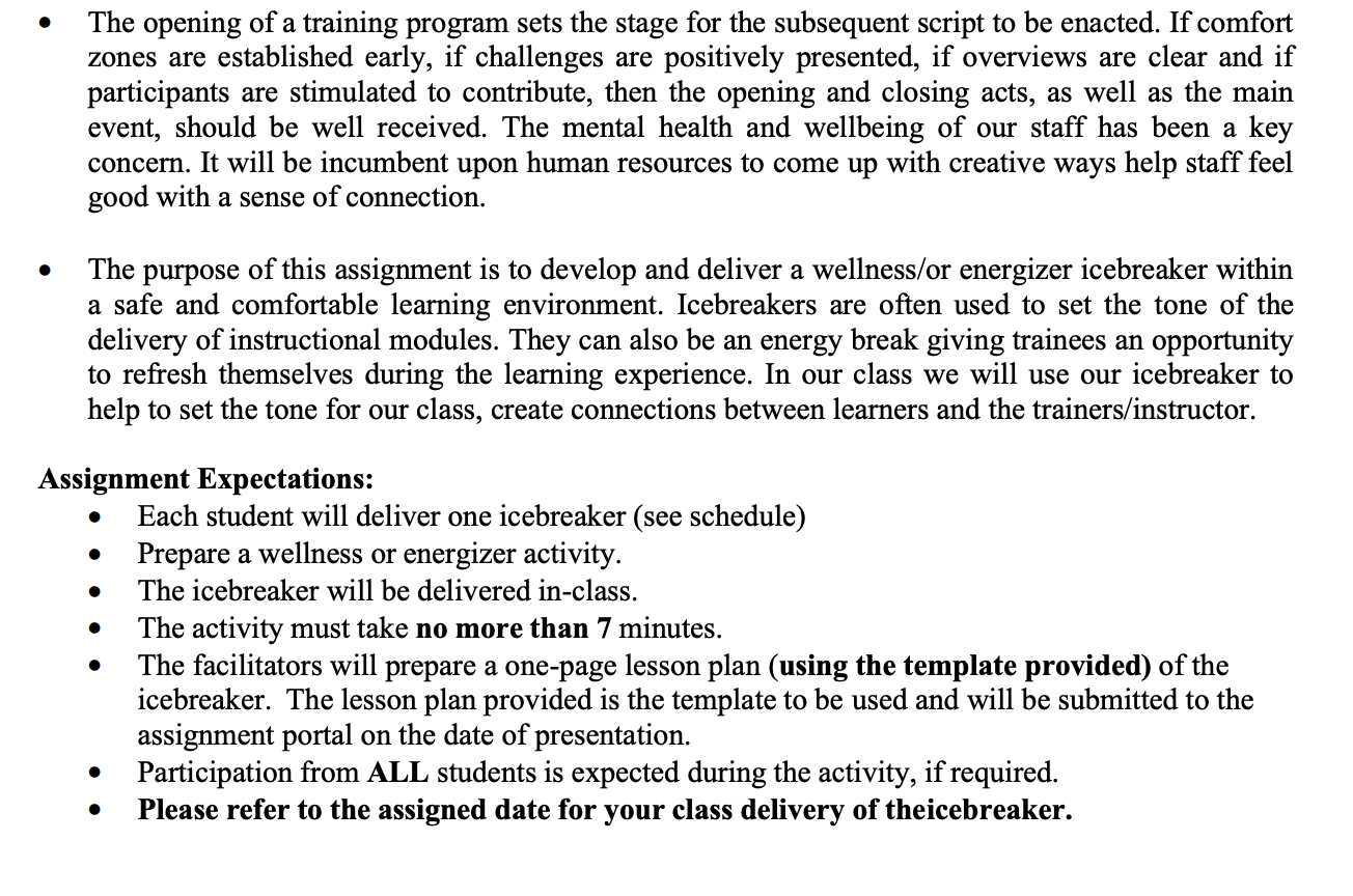  The opening of a training program sets the stage for the