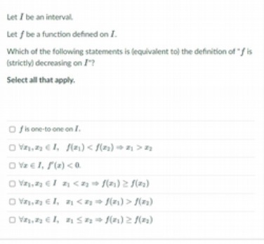  Let / be an interval Let f be a function defined