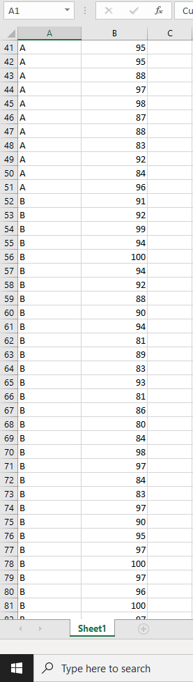 the test scores of students who completed the same course using three