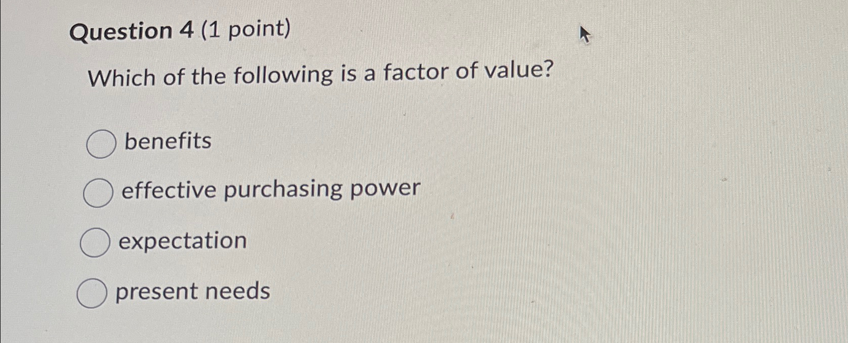  Question 4(1 point) Which of the following is a factor of