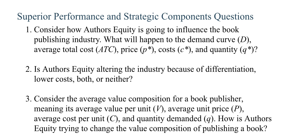  Exam 1 review material Superior performance and strategic components section Case