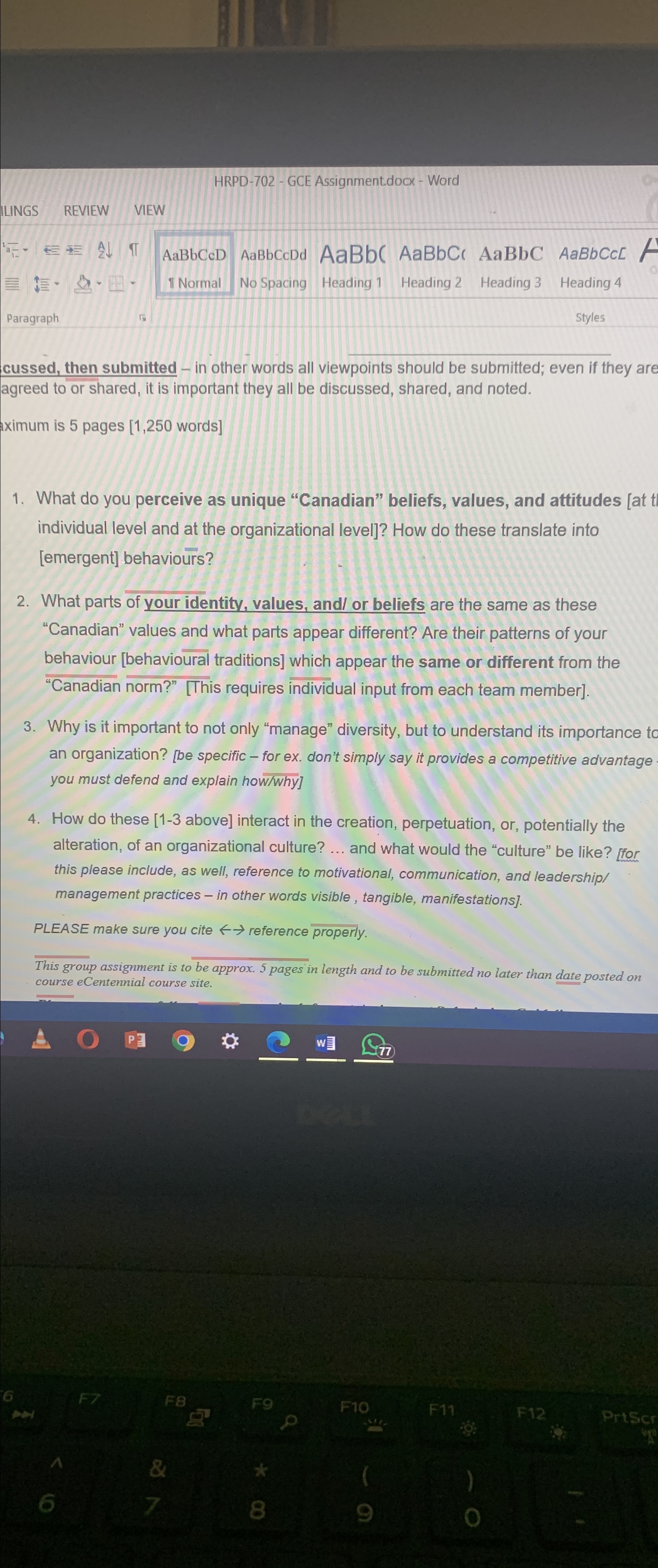  HRPD-702- GCE Assignment.docx - Word ILINGS REVIEW VIEW cussed, then submitted
