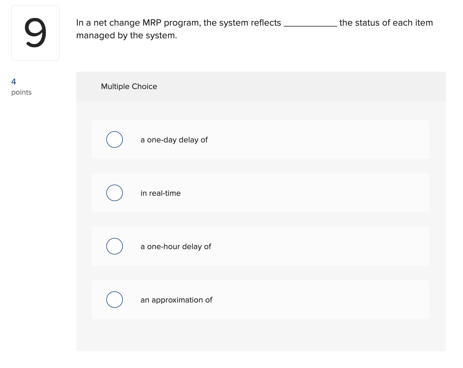  In a net change MRP program, the system reflects the status