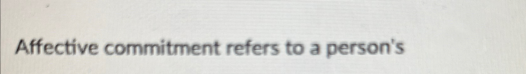  Affective commitment refers to a person's 
