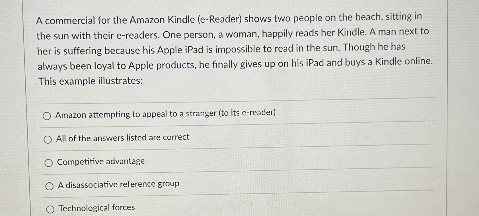 A commercial for the Amazon Kindle (e-Reader) shows two people on