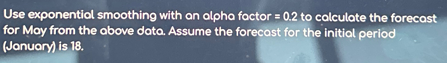  Use exponential smoothing with an alpha foctor =0.2 to calculate the