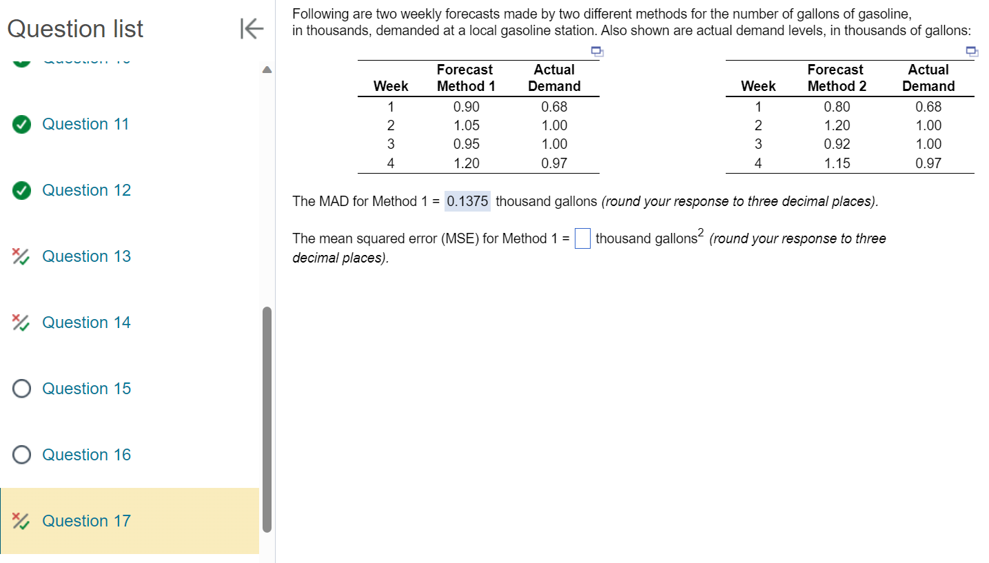 Please use actual numbers Question list Question 11 Question 12 x/s Question