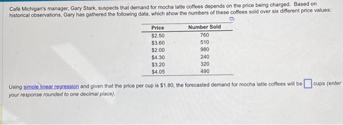  please help and fully explain! Cafe Michigan's manager, Gary Stark, suspects