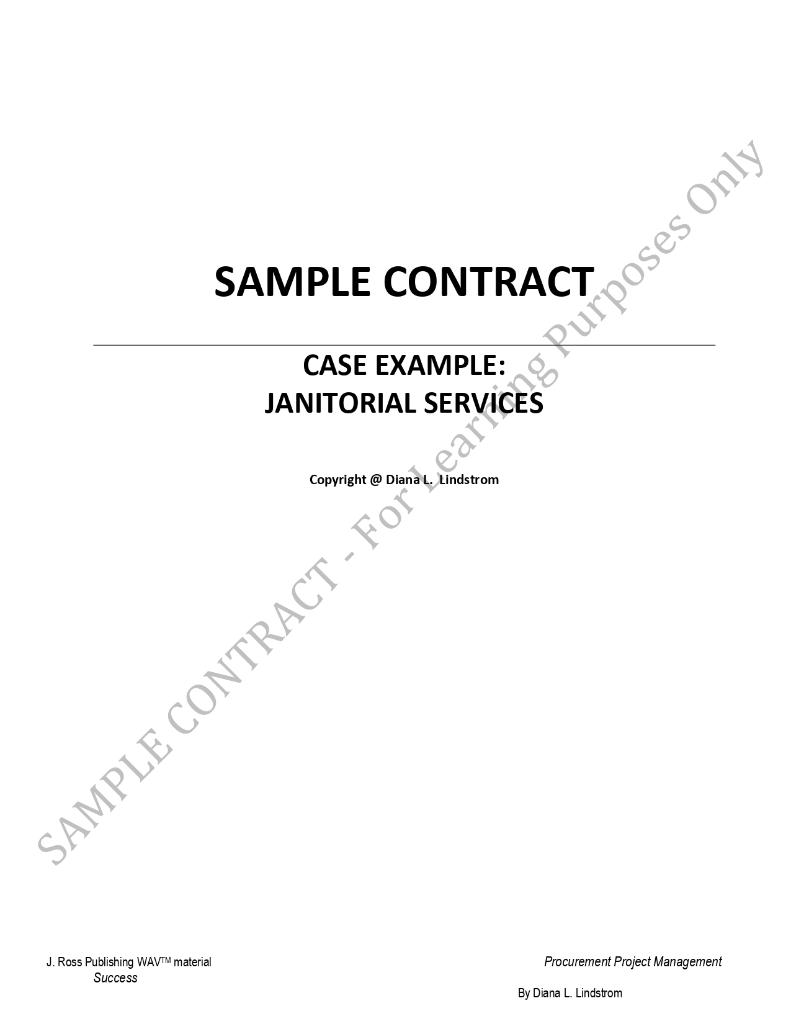 Samples Contract for Learning Purpose only - Resource and Procurement Project Management
