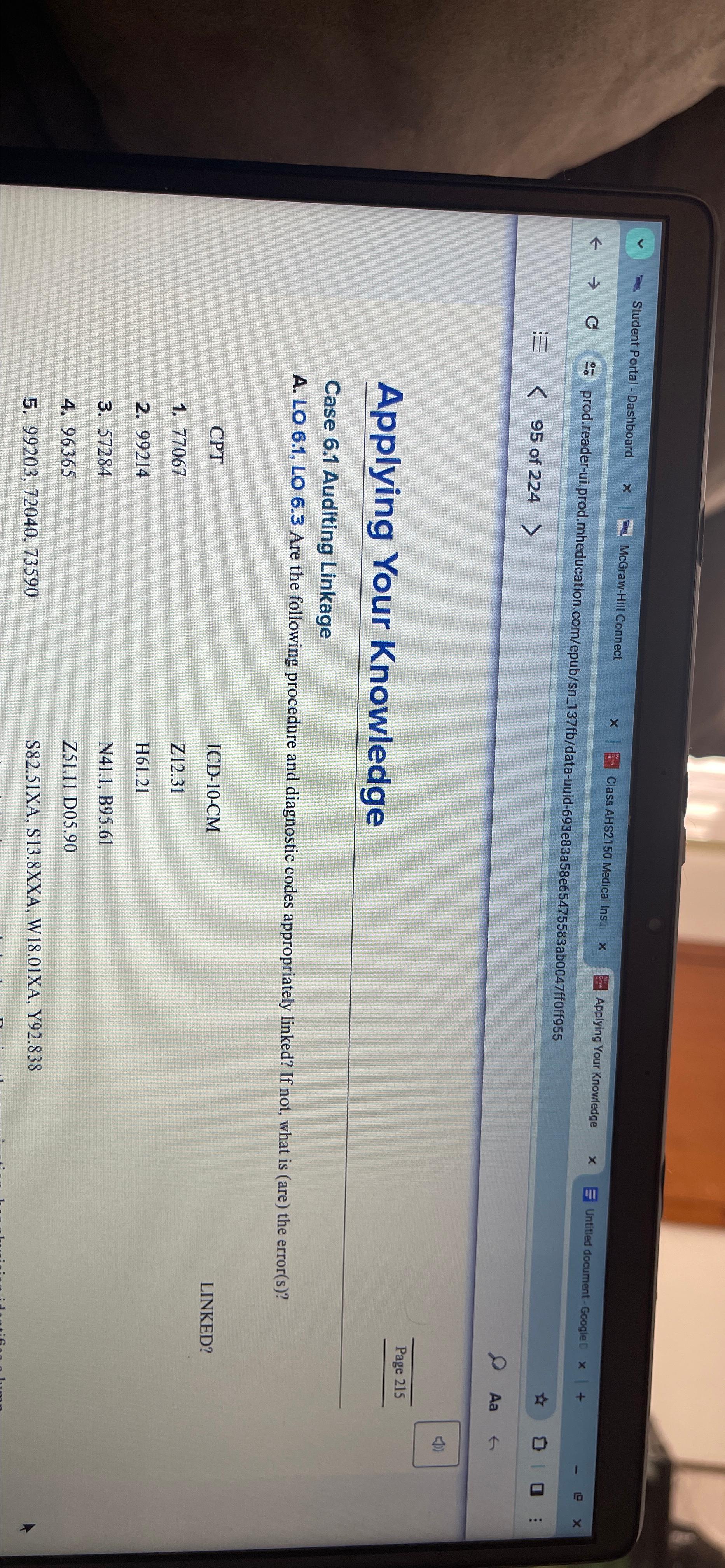  Applying Your Knowledge Case 6.1 Auditing Linkage A. LO 6.1, LO