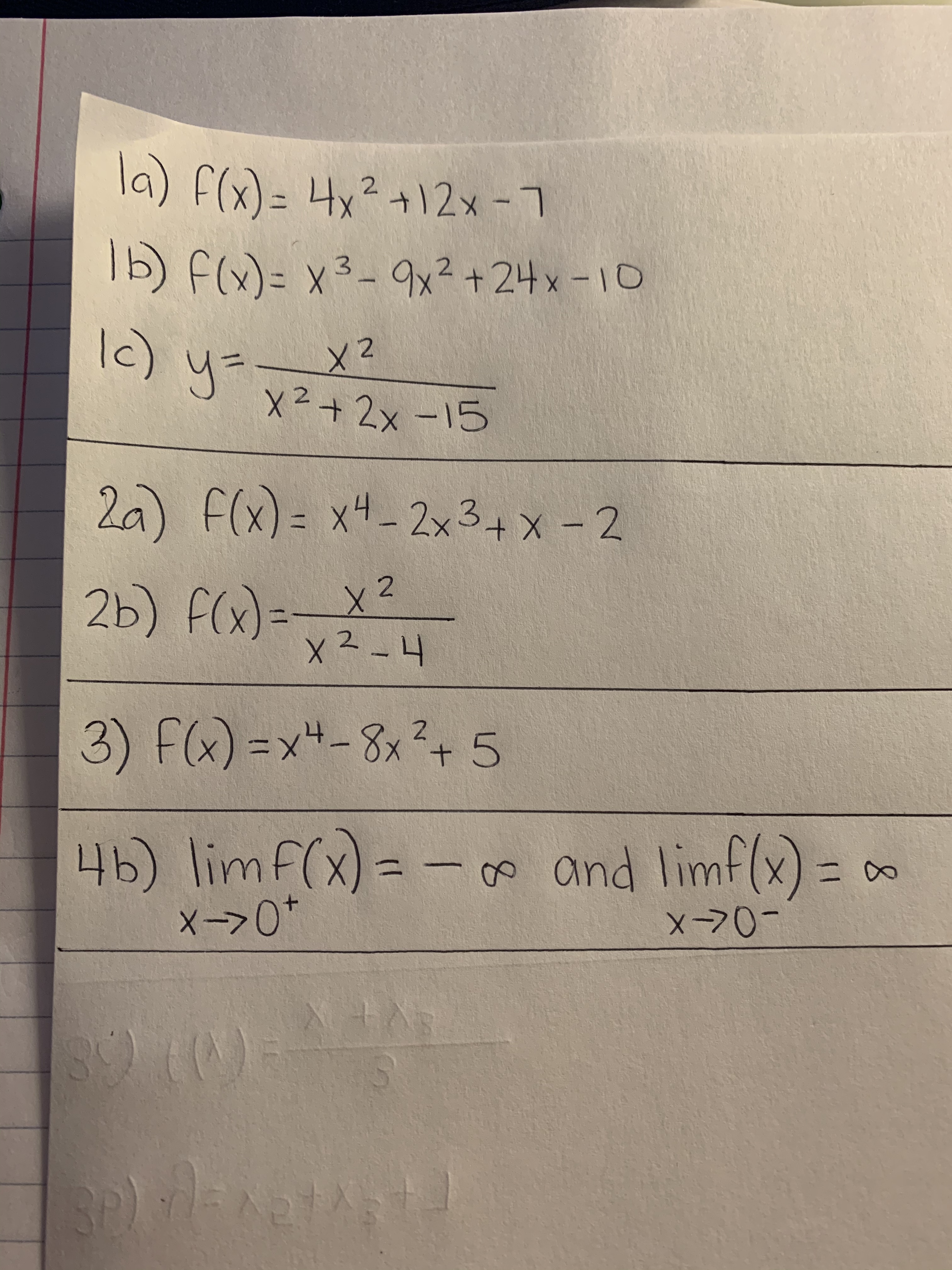 For each function determine: i) the critical values ii) the intervals of