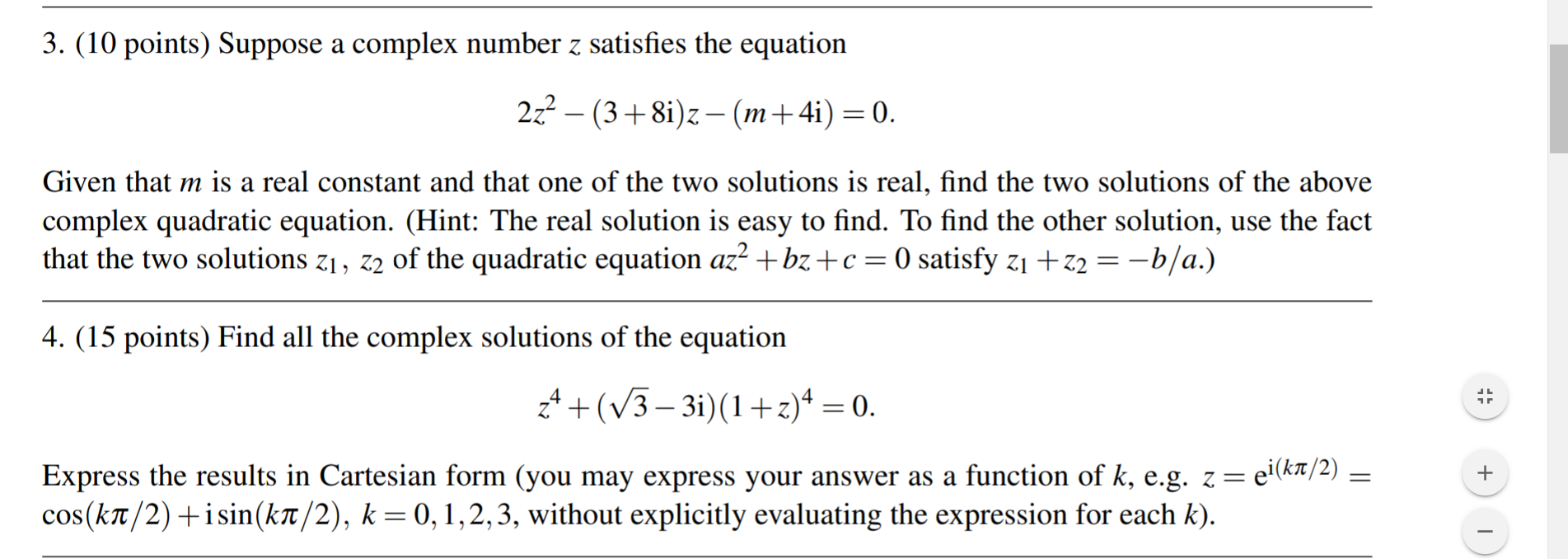how to do this question 3. (10 points) Suppose a complex number