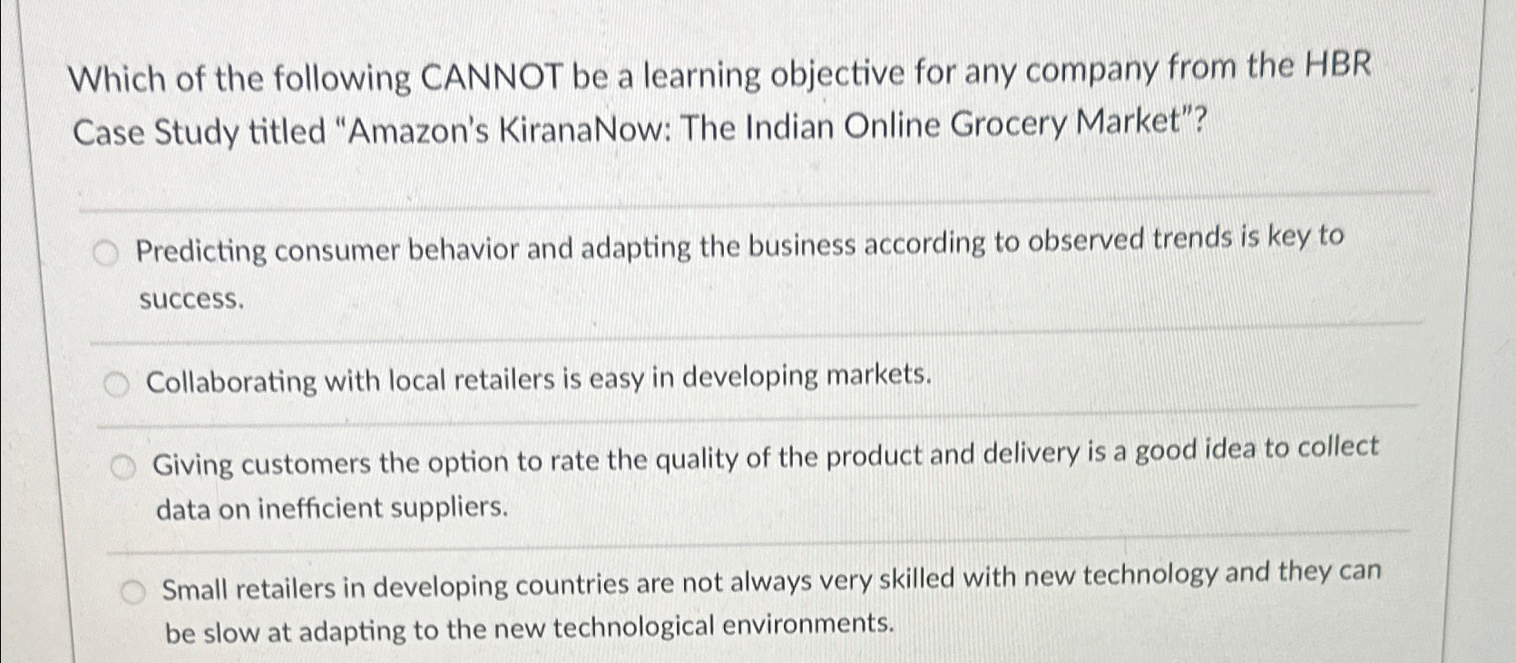  Which of the following CANNOT be a learning objective for any