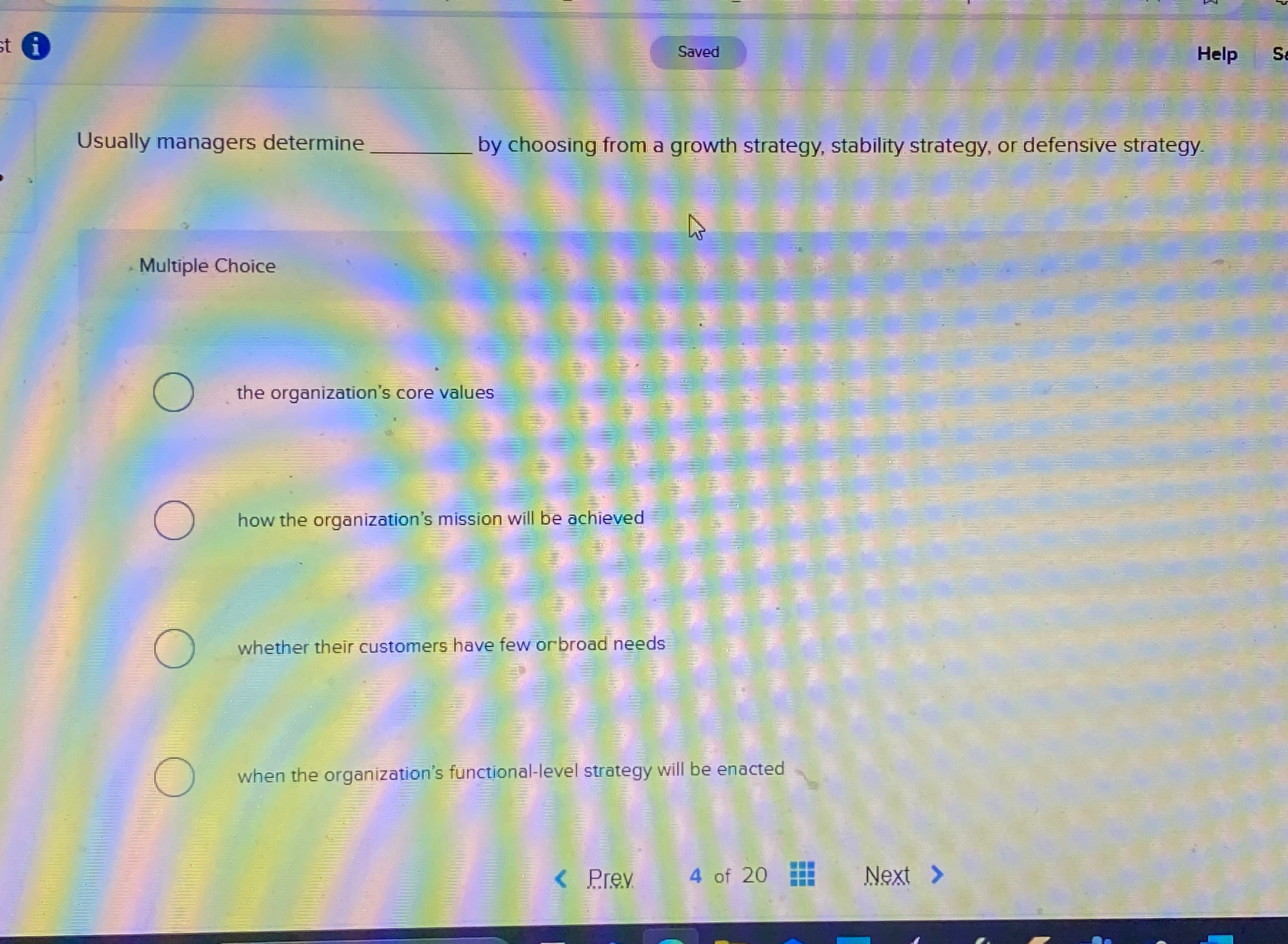  Usually managers determine by choosing from a growth strategy, stability strategy,