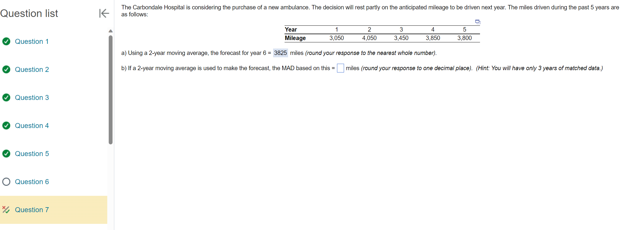 Please use actual numbers Question list Question 1 Question 2 Question 3