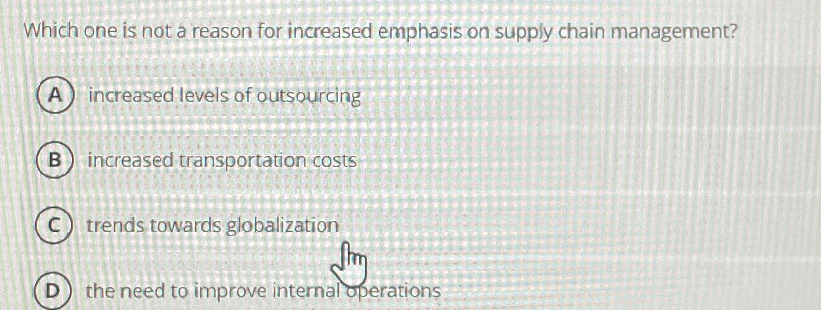  Which one is not a reason for increased emphasis on supply