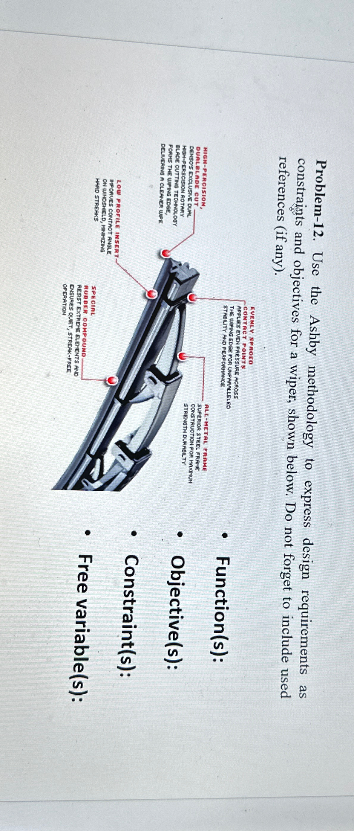  Problem-12. Use the Ashby methodology to express design requirements as constraints