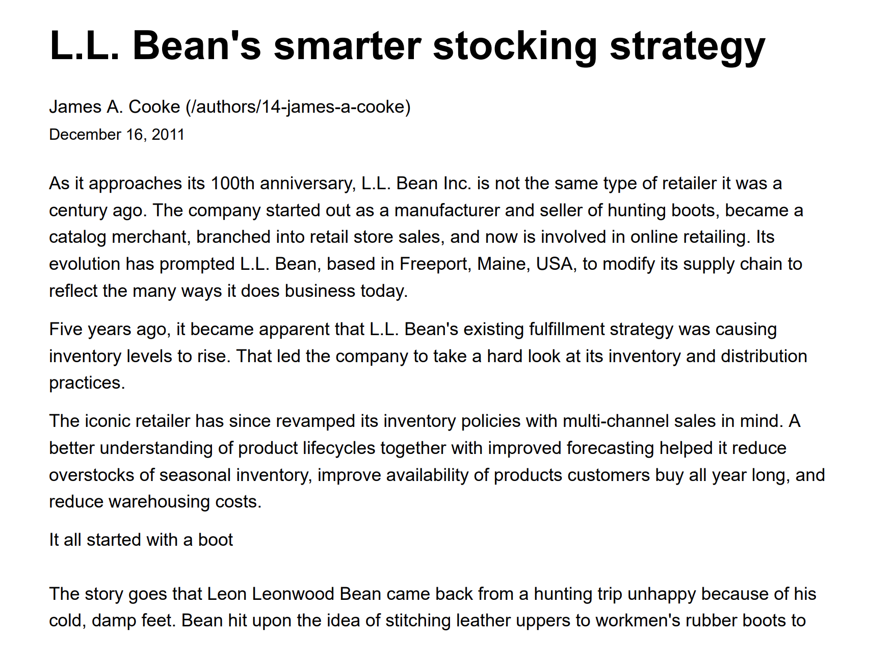 what are two challenges that LL Bean faces when planning for seasonal