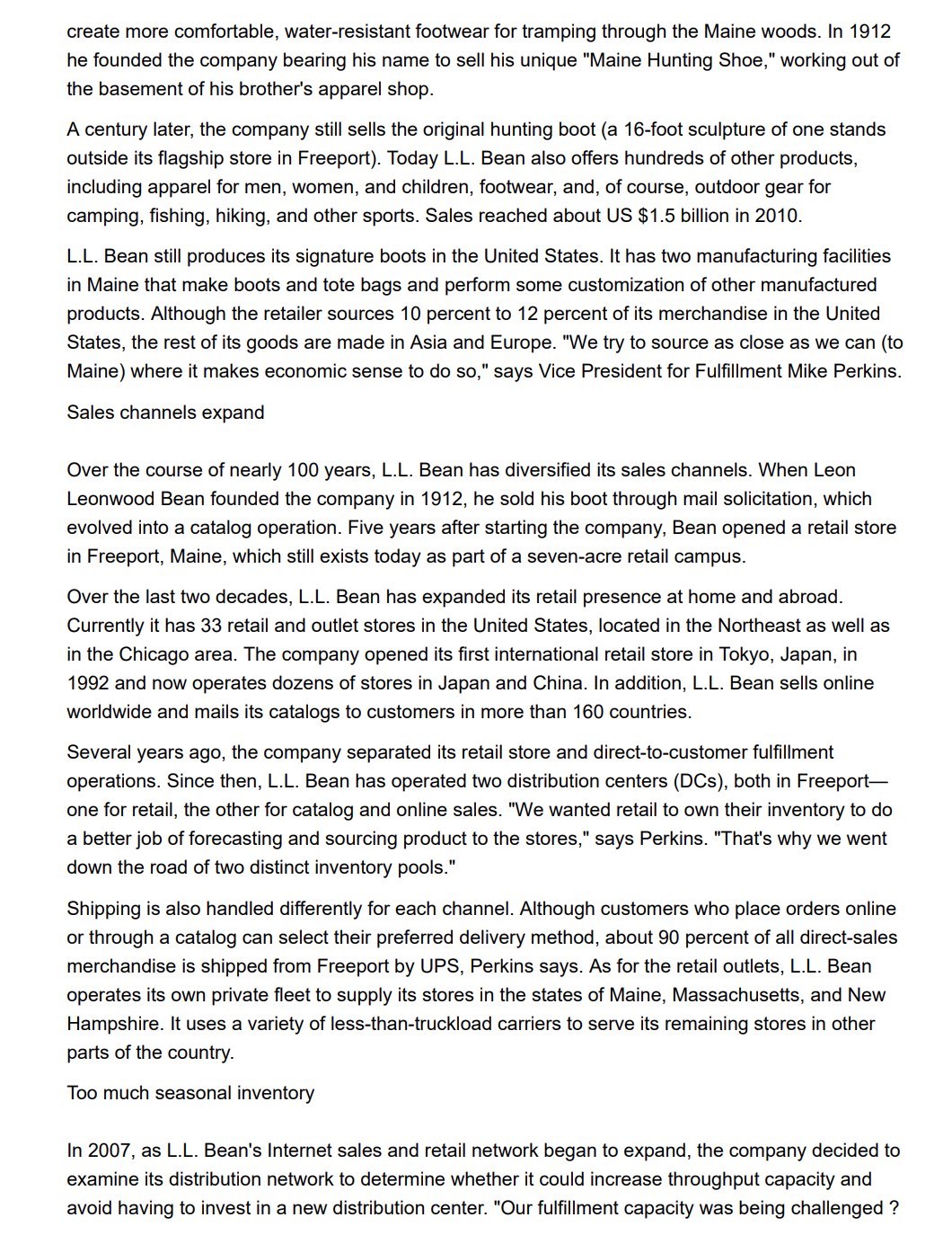 products such as fleece jackets? What impact do you think changing fashion